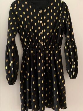 SHEIN Black Dress with Gold Dot Accents